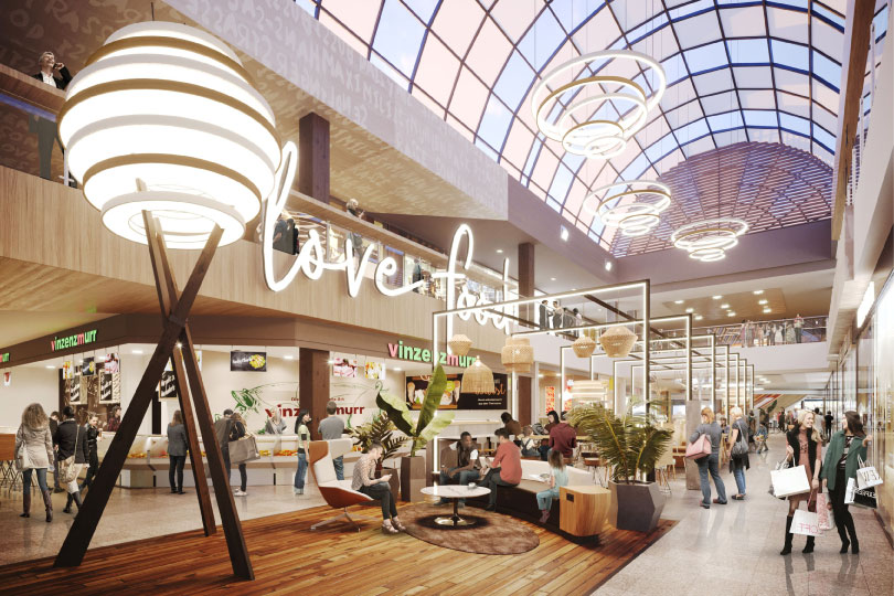 Concept image of the food court at the ICE Mall.