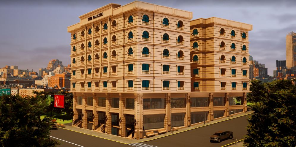 CGI of The Palazzo Building and it surrounding.