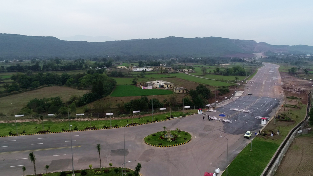 Aerial View of the Main Boulevard in Park View City, Islamabad.