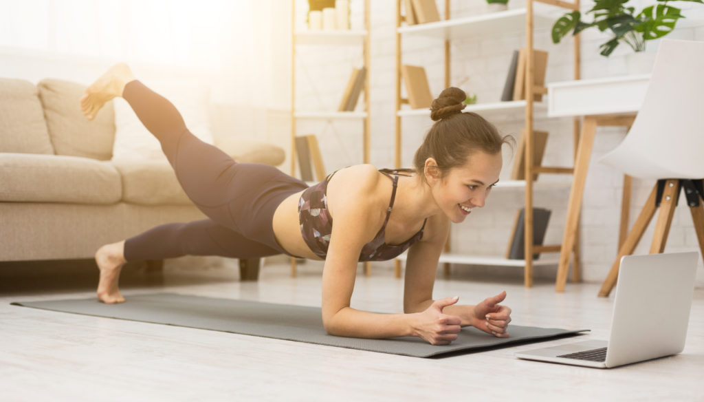 woman working out at home 