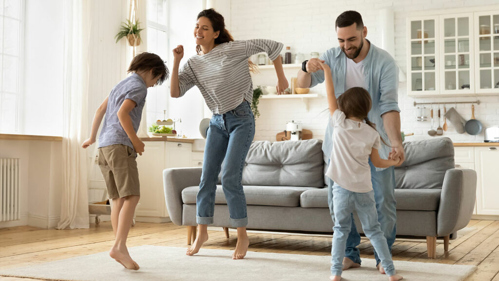 Family enjoying in summers.  