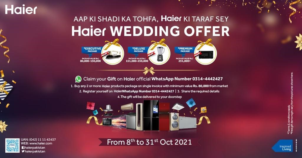 Aap ki shaadi ka tohfa, Haier ki taraf sey! Haier Wedding Offer